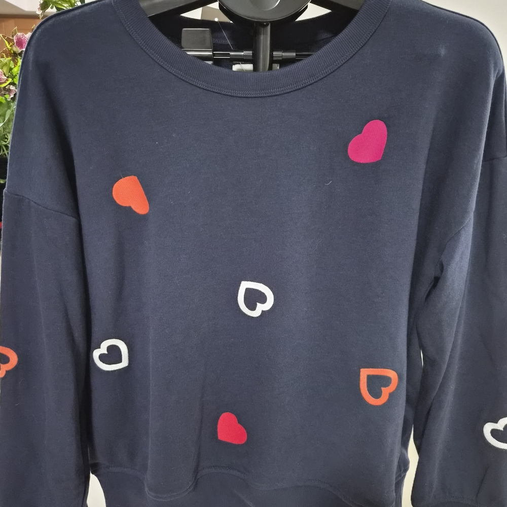 Heart Patterned Navy Sweater NWT - image 1